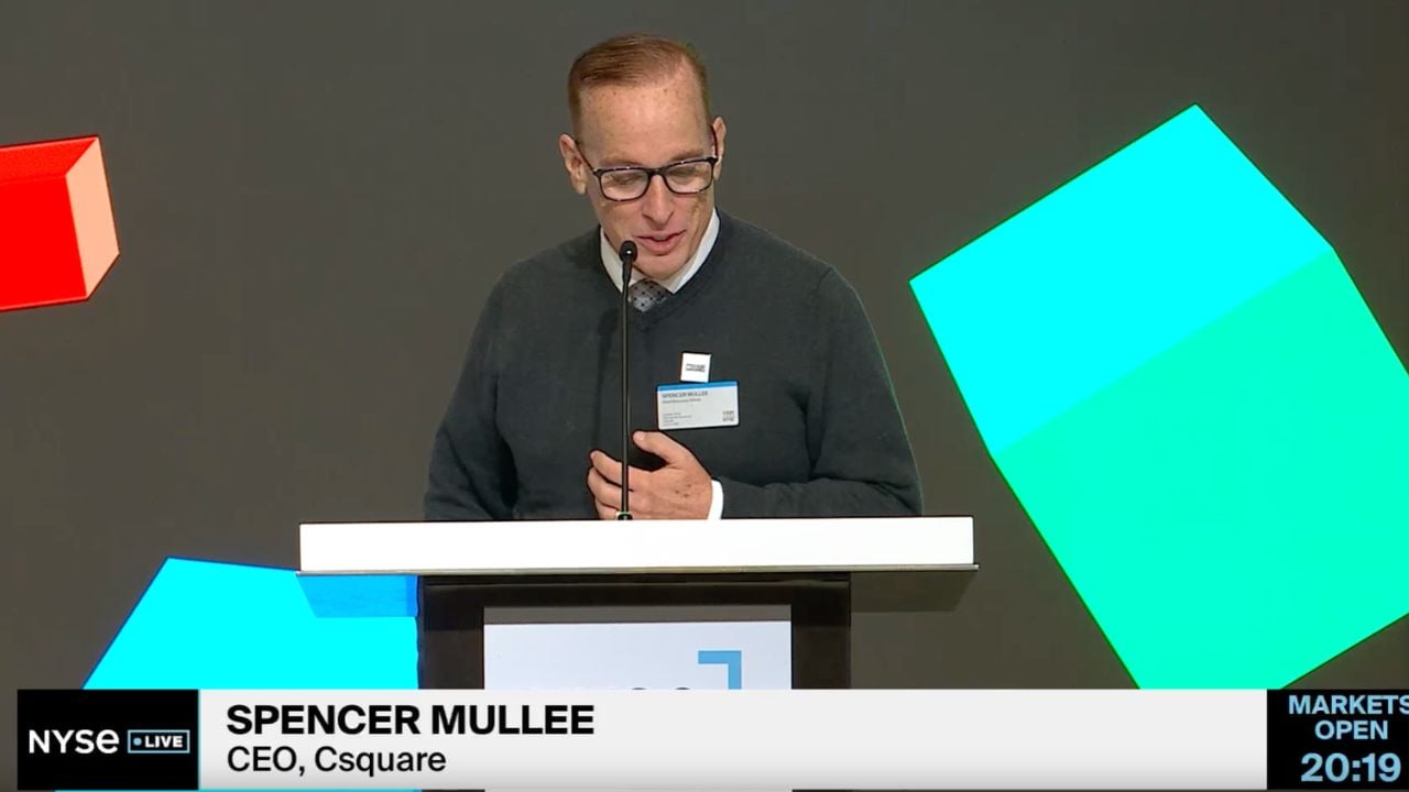 Csquare CEO Spencer Mullee delivers remarks ahead of NYSE trading debut