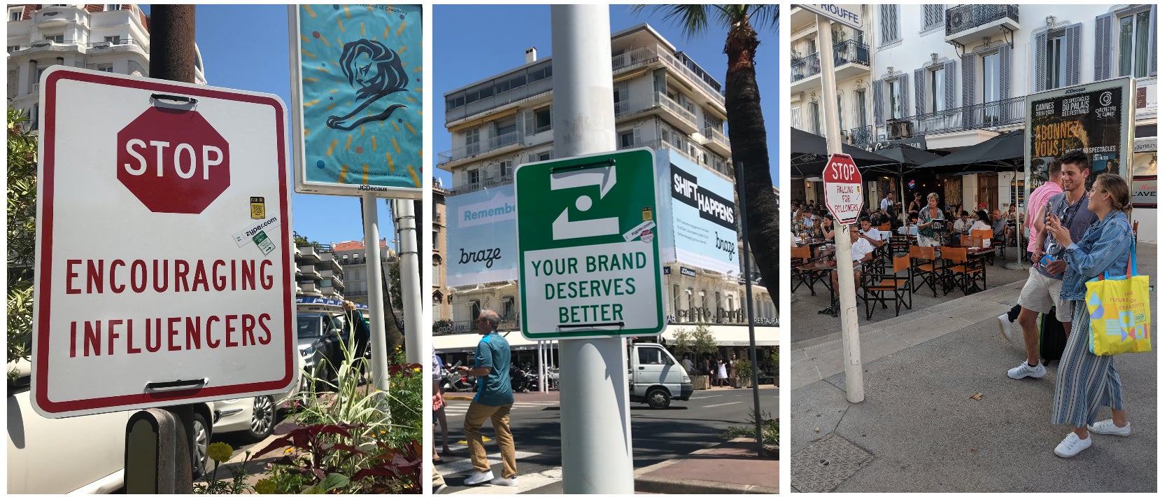 At the world’s most famous ad fest, street signs warn against influencer content