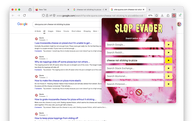 A new browser hack lets you blast away 3 years of AI slop
